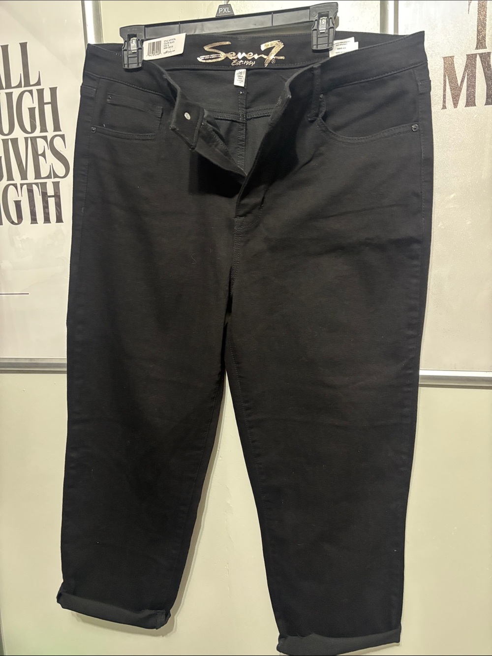 Seven7 Woman Black Relaxed Fit Jeans